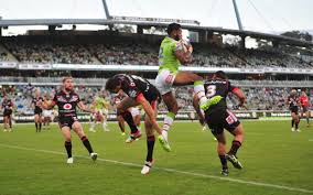 A highlight for the Raiders was this kick from Cornish that led to a spectacular catch and try for Waqa.  