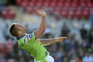 Vaughan celebrates his second try, assisted by Hodgson.